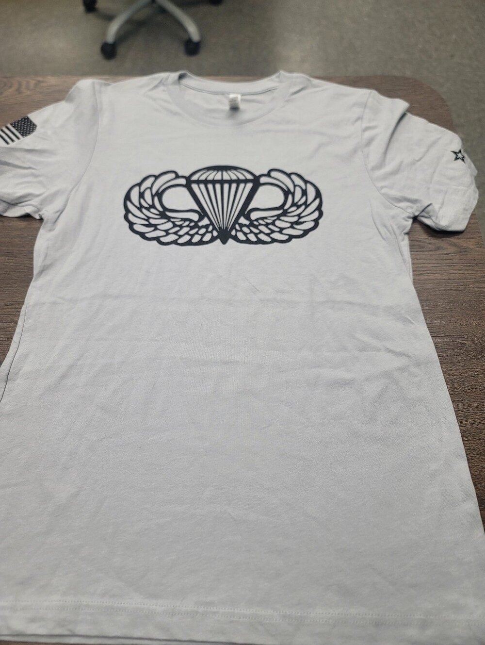New US Army Bella+Canvas Airborne Tee Gray Medium Large